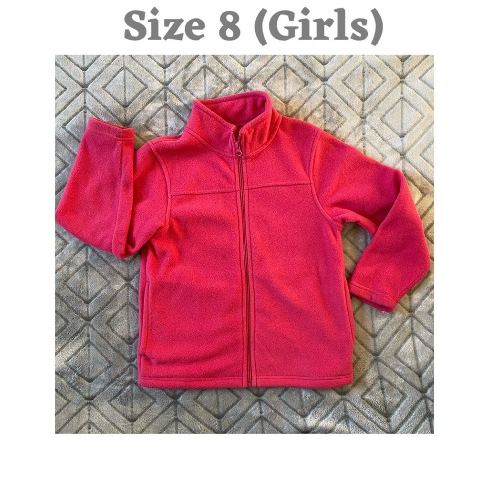 Girls Size 8 Solid Pink Fleece Zip-Up Jacket